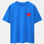 Smiley Heart Print Drop Shoulder Oversize T-Shirt