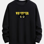 Whatever Black Cat Print Relax Fit Sweatshirt