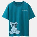 Worldwide Bear Print Drop Shoulder Oversize T-Shirt