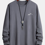Long Sleeve Mountain Graphic Print Cotton T-Shirt