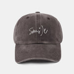 Keep Smiling Letter Casual Versatile Washed Cotton Baseball Cap