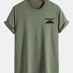 Regular Fit Stripe Mountains Print Cotton T-Shirt