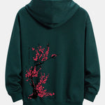 Plum Blossom Slogan Back Print Relax Fit Hoodie