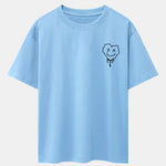 Dissolving Heart Smiley Face Print Drop Shoulder Oversize T-Shirt