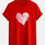 Regular Fit Doodle Heart Print Cotton T-Shirt
