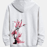 Plum Blossom Slogan Back Print Relax Fit Hoodie