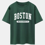 Boston Slogan Print Drop Shoulder Oversize T-Shirt