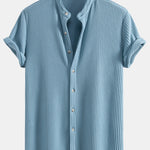 Waffle Stand Collar Shirt & Drawstring Waffle Shorts