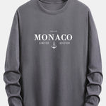 Long Sleeve Monaco Slogan Print Cotton T-Shirt