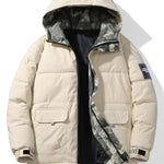 Camouflage Lined Pockets Hooded Puffer Coat