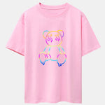 Gradient Dissolving Bear Print Drop Shoulder Oversize T-Shirt