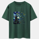 Starry Sky Bear Print Drop Shoulder Oversize T-Shirt