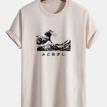 Regular Fit Waves Ukiyo-e Print Cotton T-Shirt