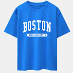 Boston Slogan Print Drop Shoulder Oversize T-Shirt