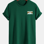 Regular Fit Stripe Mountains Print Cotton T-Shirt