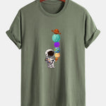 Regular Fit Planet Astronaut Print Cotton T-Shirt