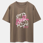 Dissolving Bear Print Drop Shoulder Oversize T-Shirt