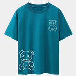 Bear line Print Drop Shoulder Oversize T-Shirt