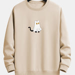 Cat Pretending To Be A Ghost Print Relax Fit Sweatshirt