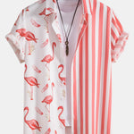 Flamingo Stripe Panel Shirt & Swim Shorts