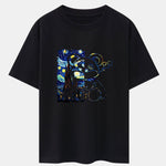 Starry Sky Bear Print Drop Shoulder Oversize T-Shirt