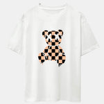 Dissolving Checkerboard Bear Drop Shoulder Oversize T-Shirt