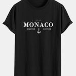 Monaco Slogan Print Cotton Arc Hem T-Shirt