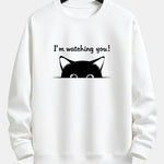 Cute Cat Slogan Print Relax Fit Sweatshirt
