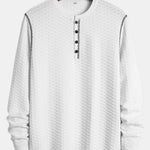 Long Sleeve Muscle Fit Knitted Textured Henley Shirt