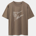 Rose Slogan Print Drop Shoulder Oversize T-Shirt