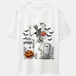 Halloween Skeleton Stay Spooky Print Drop Shoulder Oversize T-Shirt