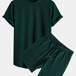 Muscle Fit Ribbed Arc Hem T-Shirt & Shorts