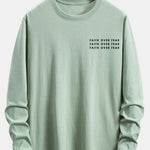 Long Sleeve Slogan Print Cotton T-Shirt