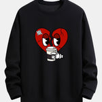Drinking Coffee With A Broken Heart Print Relax Fit Sweatshirt