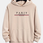 Stripe Paris Slogan Print Relax Fit Hoodie