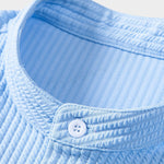 Muscle Fit Ribbed Stand Collar Shirt & Shorts