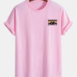 Regular Fit Stripe Mountains Print Cotton T-Shirt