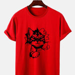 Cat Breaks The Wall Print T-shirt