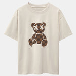 Checkerboard Dissolving Bear Drop Shoulder Oversize T-Shirt