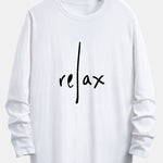 Long Sleeve Relax Print Cotton Arc Hem T-Shirt