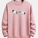 Black Cat Ghost Print Relax Fit Sweatshirt