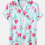 Floral Polka Dot Print Revere Collar Shirt