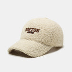 Boston Embroidery Teddy Plush Baseball Cap