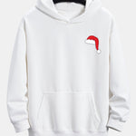 Santa Hat Staring Print Relax Fit Hoodie