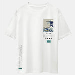 Waves Tokyo Ukiyo-e Print Drop Shoulder Oversize T-Shirt