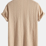 Geometric Jacquard Textured Cuban Shirt & Linen Cotton Blend Shorts
