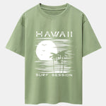 Hawaii Sun Palm Trees Print Drop Shoulder Oversize T-Shirt