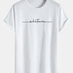 Handwritten Word Print Cotton Arc Hem T-Shirt