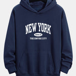 New York Slogan Print Relax Fit Hoodie