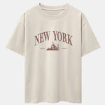New York Slogan Print Drop Shoulder Oversize T-Shirt